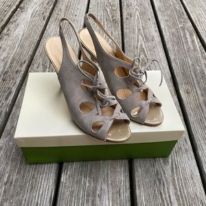 Kate Spade Colin Misty Grey Suede Lace Up Heels